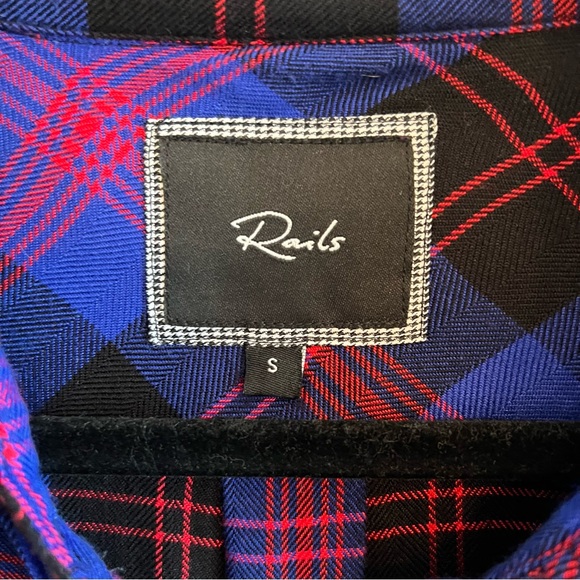 Rails Hunter Electric Blue, Black & Red Button Down Flannel Shirt | S - Picture 6 of 10